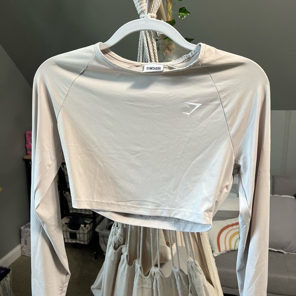Gymshark Tops - gymshark tan long sleeve crop top